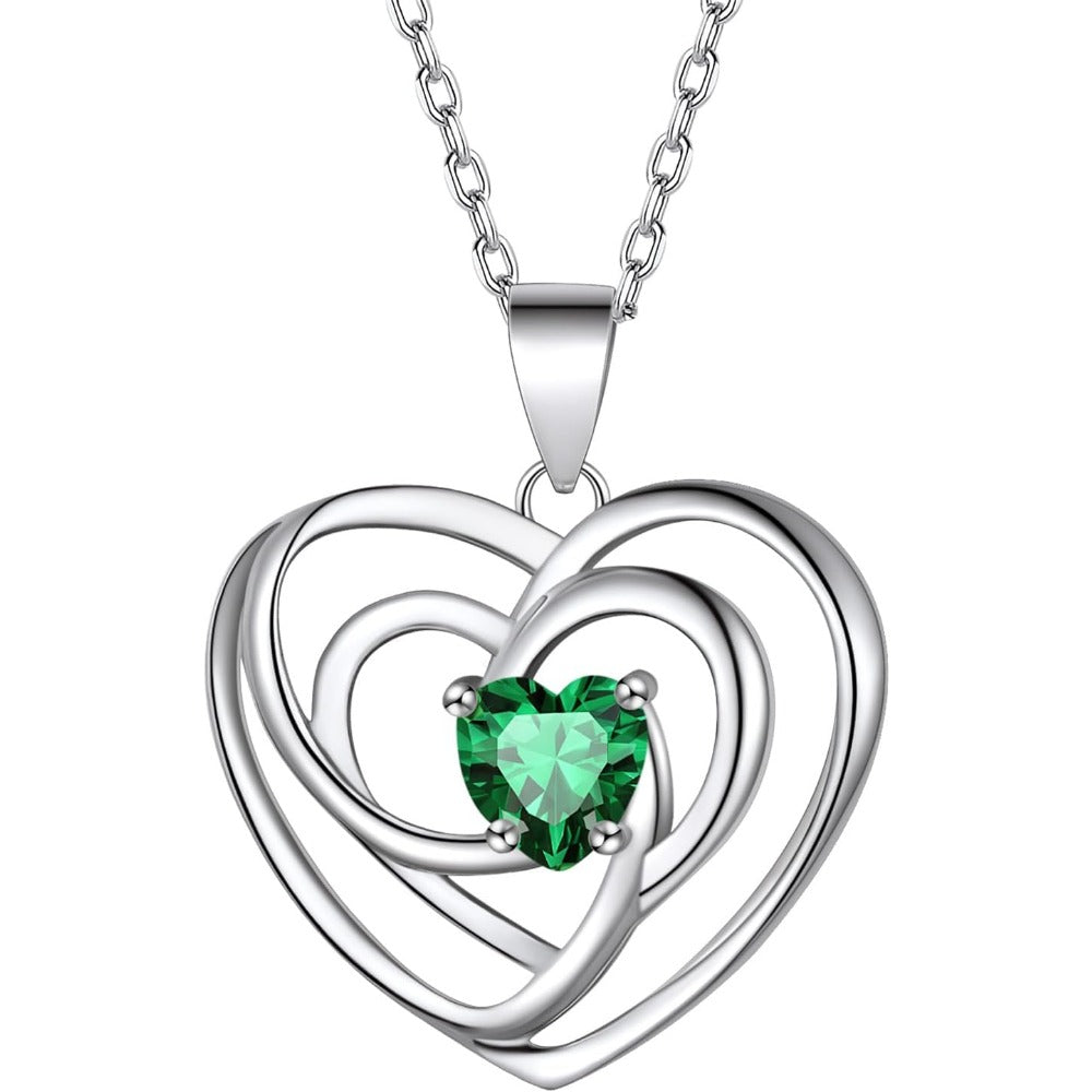 FindChic Sterling Silver Celtic Knot Heart Birthstone Necklace for Women