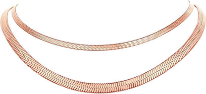 FindChic Stainless Steel Choker Herringbone Snake Chains Necklace for Women