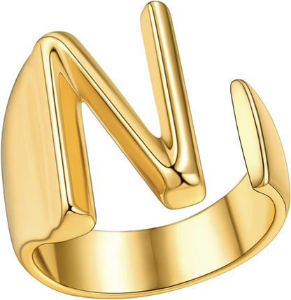 FindChic Initial Ring Statement  18K Gold Plated Cuff Rings for Women