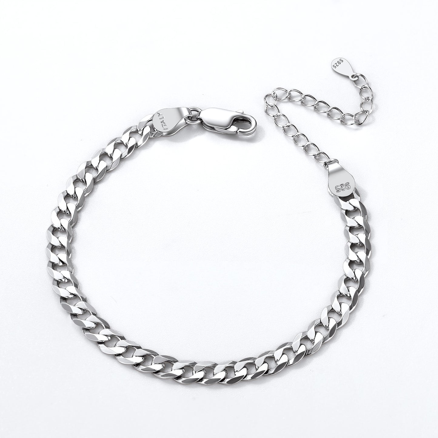 FindChic 925 Sterling Silver Cuban Link Chain Bracelets for Women Men