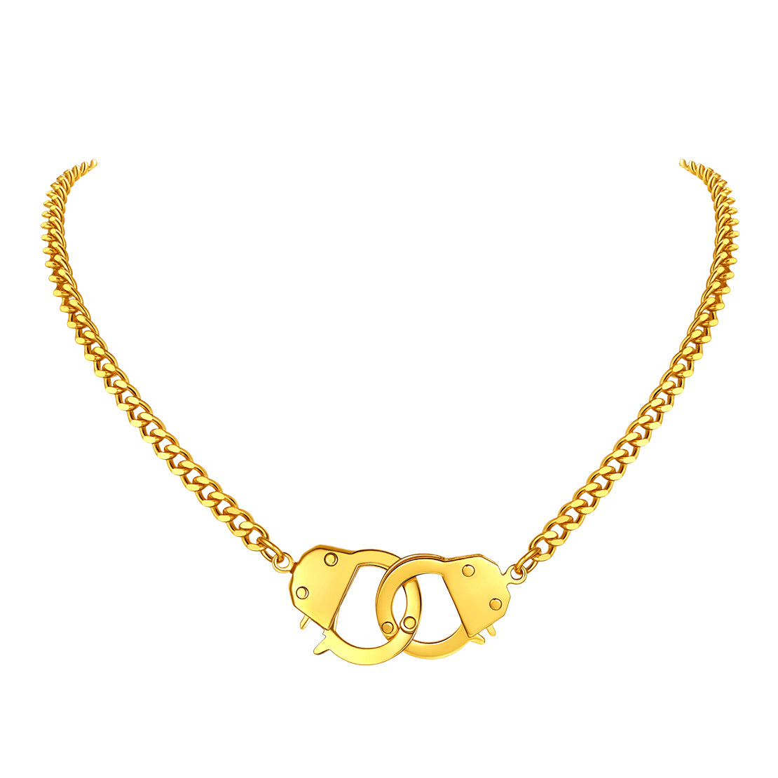 FindChic Stainless Steel Gold Plated Handcuff Pendant Necklace